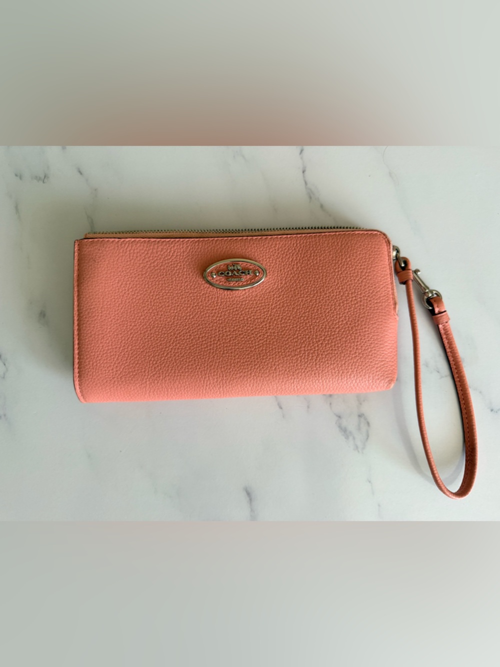 Coach Pink Leather Zip Wristlet Wallet
